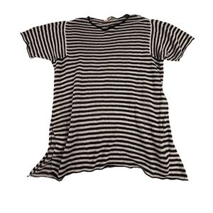 Eileen Fisher Woman Black & White Striped Knit Tunic- Organic Linen